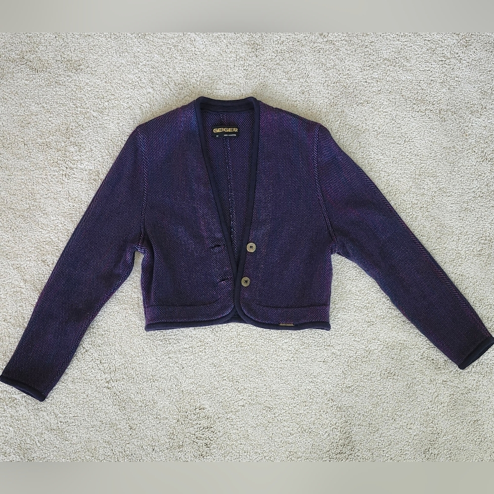 GEIGER Wool Purple Cropped Blazer Knit